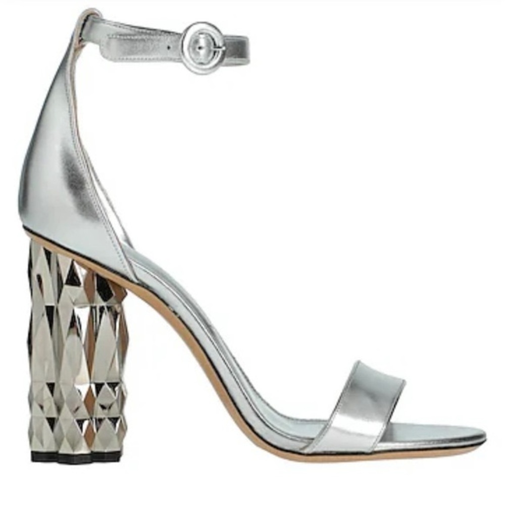 Salvatore Ferragamo Shiny Silver Heels